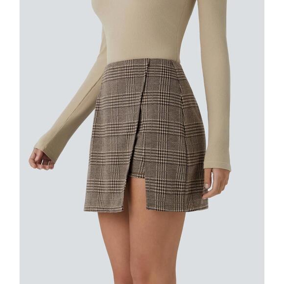 NWT Halara High Waisted 2-in-1 Pocket Houndstooth Plaid Mini Casual Skirt S - Picture 9 of 12